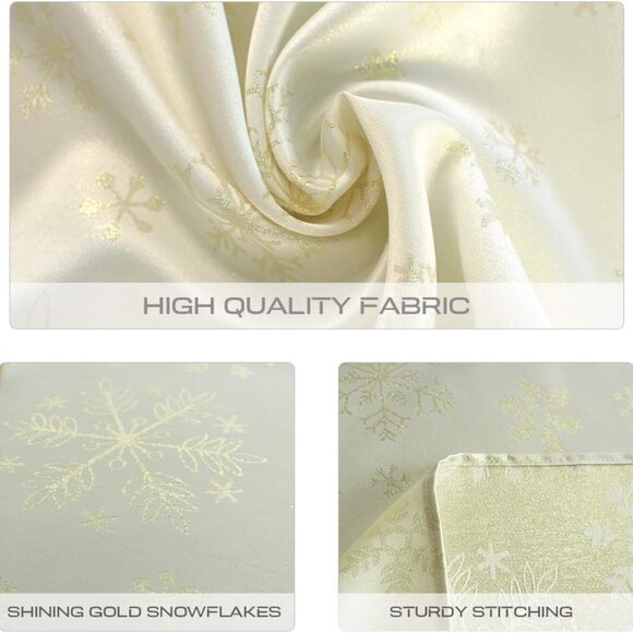 EUC LAVIN Gold Shimmer Snowflake Christmas Winter Tablecloth 104x60 - Picture 7 of 16